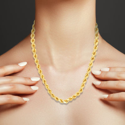 14K Gold Over Silver  Solid Rope Chain Necklace