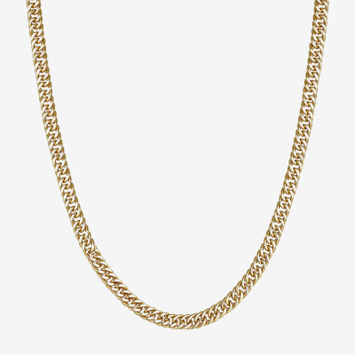 14K Gold Over Silver 18 to 30 Inch Solid Curb Chain Necklace