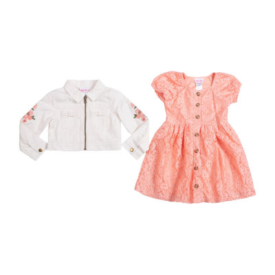 Little Lass Toddler Girls Short Sleeve Cap 2-pc. Dress Set