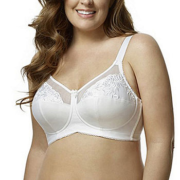 Elila Jacquard Front Hook Softcup Bra in White - Busted Bra Shop