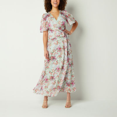 Danny & Nicole Short Sleeve Floral Maxi Dress