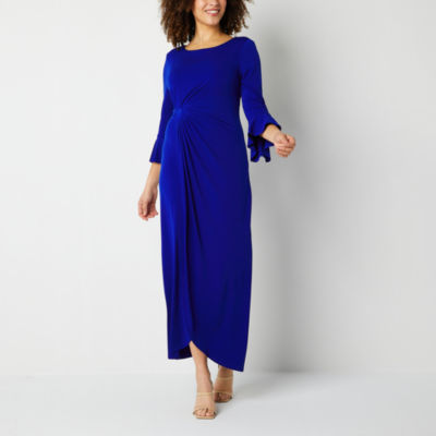 Connected Apparel 3/4 Bell Sleeve Maxi Dress