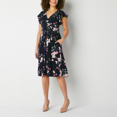Jessica Howard Petite Sleeveless Floral Fit + Flare Dress