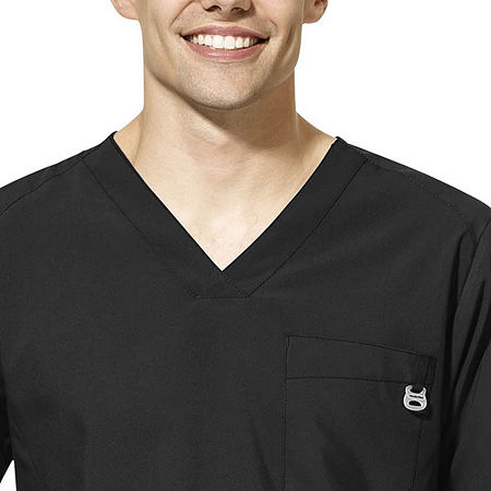 Wink Mens Big V Neck Moisture Wicking Wrinkle Resistant Quick Dry Short Sleeve Scrub Top, Xx-large, Black