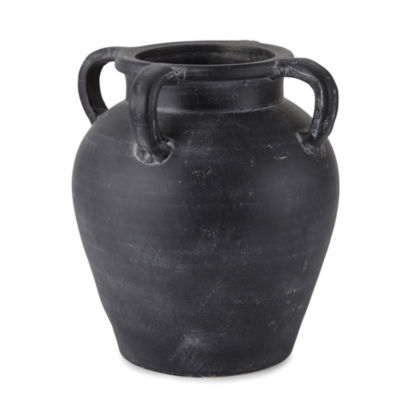 Linden Street "13.5"" Large Black Terracotta" Vase