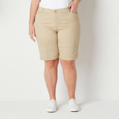 St. John's Bay Secretly Slender Womens Mid Rise Bermuda Short-Plus