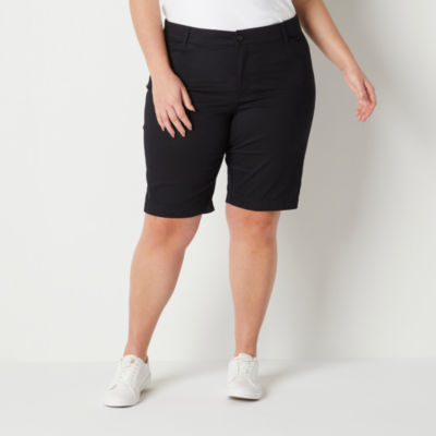 St. John's Bay Secretly Slender Womens Mid Rise Bermuda Short-Plus