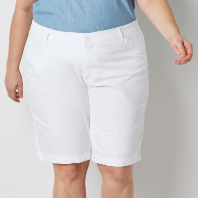 St. John's Bay Secretly Slender Womens Mid Rise Bermuda Short-Plus