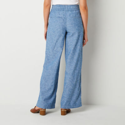 St. John's Bay Loose Fit Wide Leg Linen Trouser