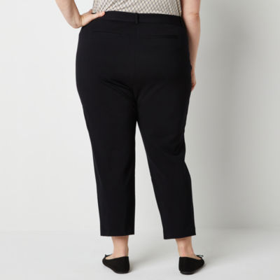 Liz Claiborne-Plus Adaptive Emma Ponte Womens Mid Rise Straight Fit Easy-on + Easy-off Seated Wear Ankle Pant