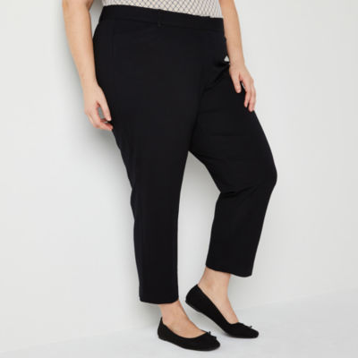 Liz Claiborne-Plus Adaptive Emma Ponte Womens Mid Rise Straight Fit Easy-on + Easy-off Seated Wear Ankle Pant