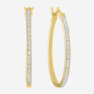 Limited Time Special! 1/10 CT. T.W. Genuine Diamond 14K Gold Over Silver Sterling Silver 25mm Hoop Earrings