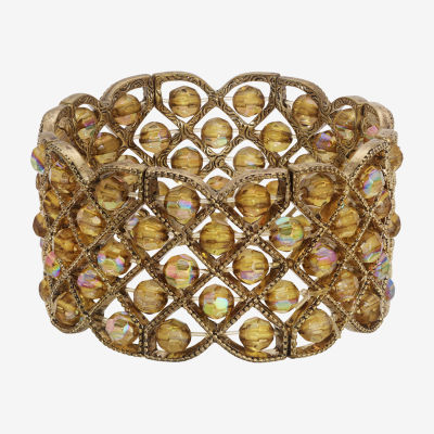 1928 Gold Tone Round Stretch Bracelet