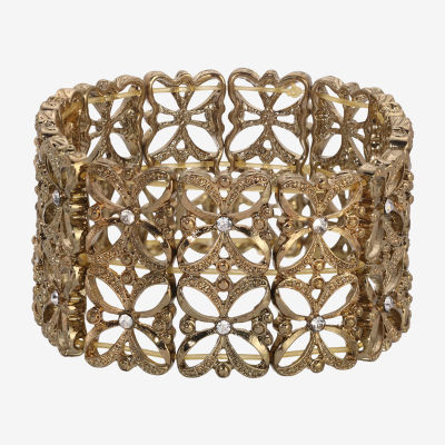 1928 Gold Tone Womens Round Stretch Bracelet