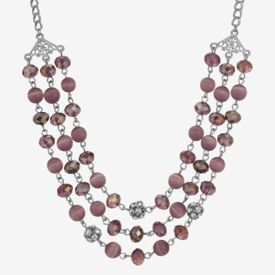 1928 Silver-Tone 16 Inch Link Beaded Necklace