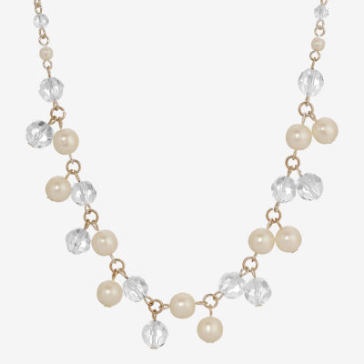 1928 Silver-Tone White Silver Tone Collar Necklace