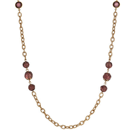 1928 Gold-Tone 40 Inch Link Strand Necklace, One Size, Purple