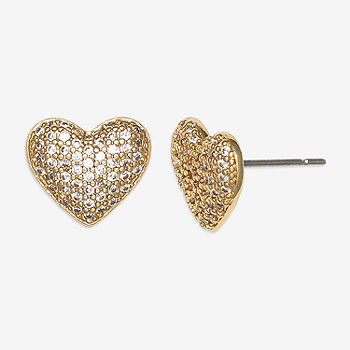 Mixit Gold Tone Cubic Zirconia 12mm Heart Stud Earrings Jcpenney