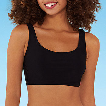 Decree Essentials Midkini Swimsuit Top Juniors, Color: Black