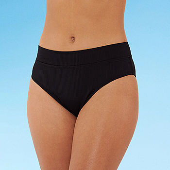 Decree Ribbed Womens Stretch Fabric Textured Hipster Bikini Swimsuit Bottom  Juniors, Color: Black - JCPenney