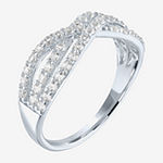 LIMITED TIME SPECIAL! Lab Created White Sapphire Crossover Ring in Sterling Silver