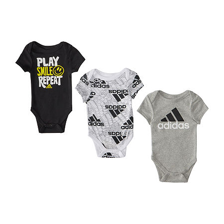 adidas Baby Boys 3-pc. Short Sleeve Bodysuit, 9 Months, Black
