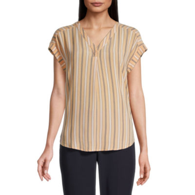 Liz Claiborne Womens V Neck Short Sleeve Blouse JCPenney