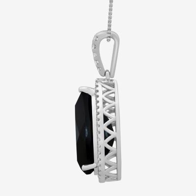 Womens Genuine Black Onyx Sterling Silver Pear Pendant Necklaces