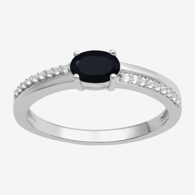 Womens Genuine Black Onyx Sterling Silver Stackable Ring