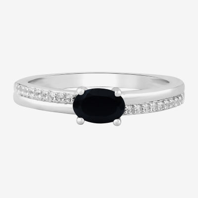 Womens Genuine Black Onyx Sterling Silver Stackable Ring