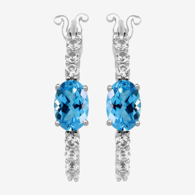 Gemstone Sterling Silver 19.5mm Hoop Earrings