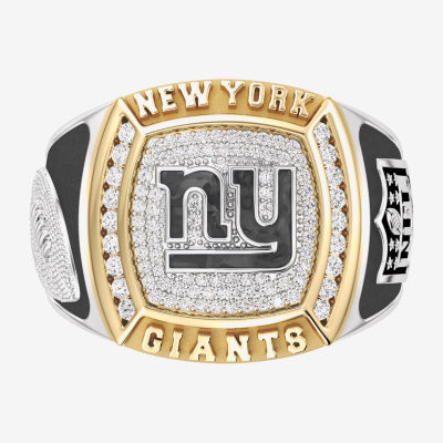 True Fans Fine Jewelry New York Giants Mens 1/2 CT. Natural White Diamond 10K Two Tone Gold Fashion Ring