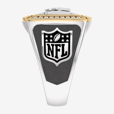 True Fans Fine Jewelry New York Giants Mens 1/2 CT. Natural White Diamond 10K Two Tone Gold Fashion Ring