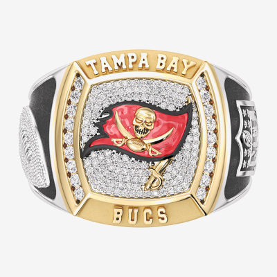 True Fans Fine Jewelry Tampa Bay Buccaneers Mens 1/2 CT. Natural White Diamond 10K Two Tone Gold Fashion Ring