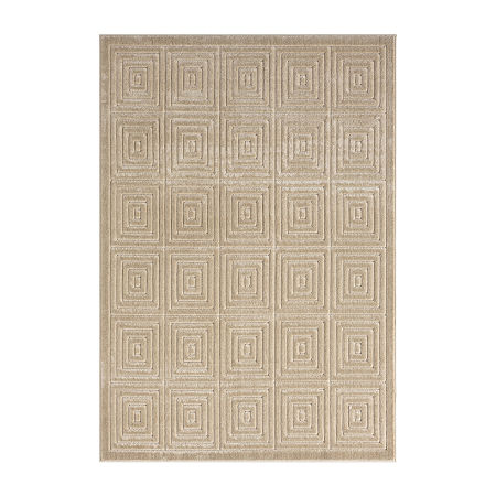 Alina Ely Geometric Indoor Outdoor Rectangular Area Rug, One Size, Beige