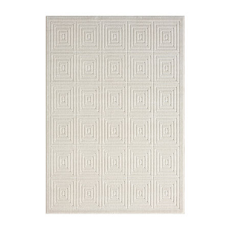 Alina Ely Geometric Indoor Outdoor Rectangular Area Rug, One Size, White