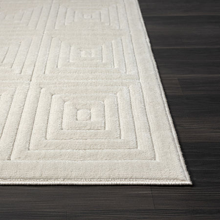 Alina Ely Geometric Indoor Outdoor Rectangular Area Rug, One Size, White