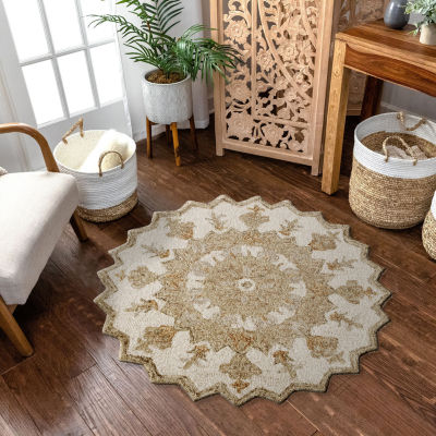 Beatrice Avril Medallion Hand Tufted 3' X 3' Indoor Star Accent Rug