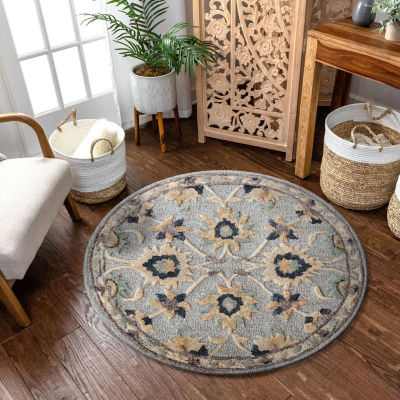 Beatrice Elise Floral Hand Tufted 3'X3' Indoor Round Accent Rug