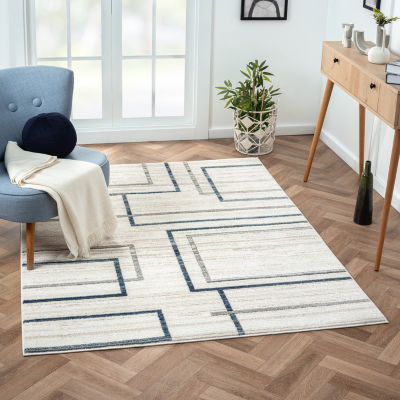 Beaux Frey Geometric Stain Resistant Indoor Rectangular Area Rug