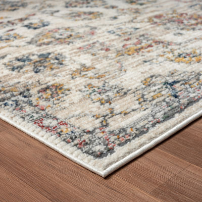 Beaux Zila Floral Stain Resistant Indoor Rectangular Area Rug