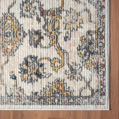 Beaux Zila Floral Stain Resistant Indoor Rectangular Area Rug