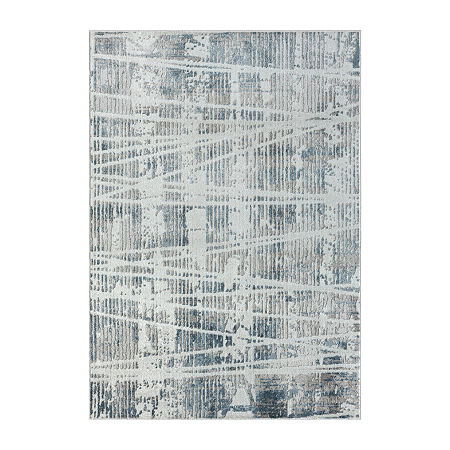 Calixta Iris Abstract Stain Resistant Indoor Rectangular Area Rug, One Size, Blue