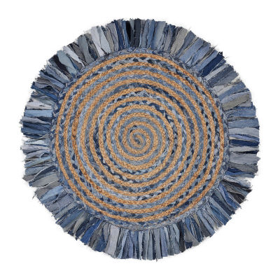 Brynn Avril Bordered Braided Stain Resistant Indoor Round Accent Rug