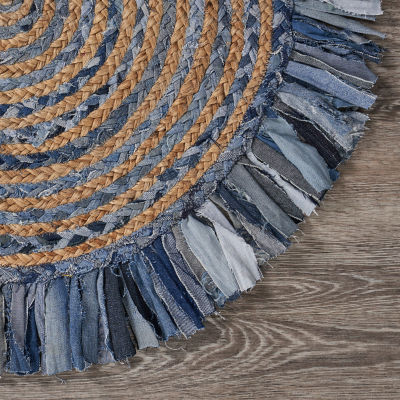 Brynn Avril Bordered Braided Stain Resistant Indoor Round Accent Rug