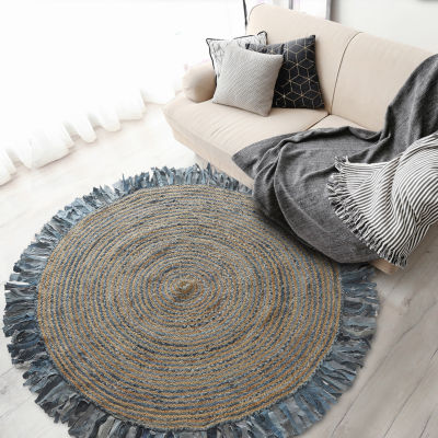 Brynn Avril Bordered Braided Stain Resistant Indoor Round Accent Rug