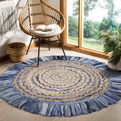 Brynn Avril Bordered Braided Stain Resistant Indoor Round Area Rug