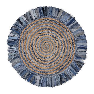 Brynn Avril Bordered Braided Stain Resistant Indoor Round Area Rug
