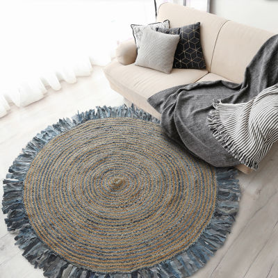 Brynn Avril Bordered Braided Stain Resistant Indoor Round Area Rug