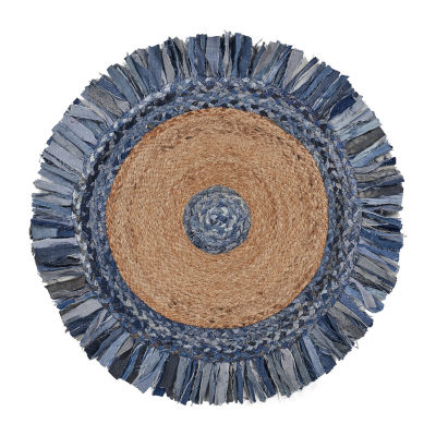 Brynn Cerry Solid Braided Stain Resistant Indoor Round Accent Rug